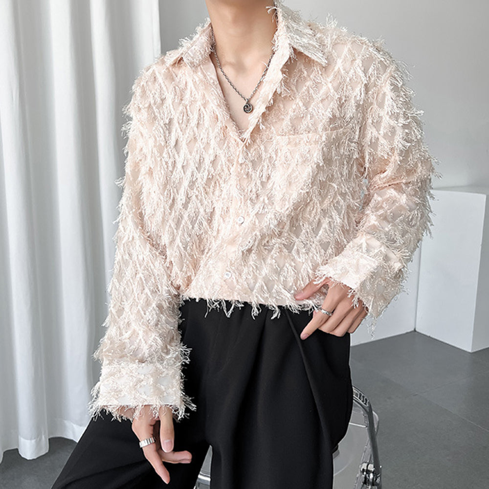 Aule Feather Decor Mesh Shirt